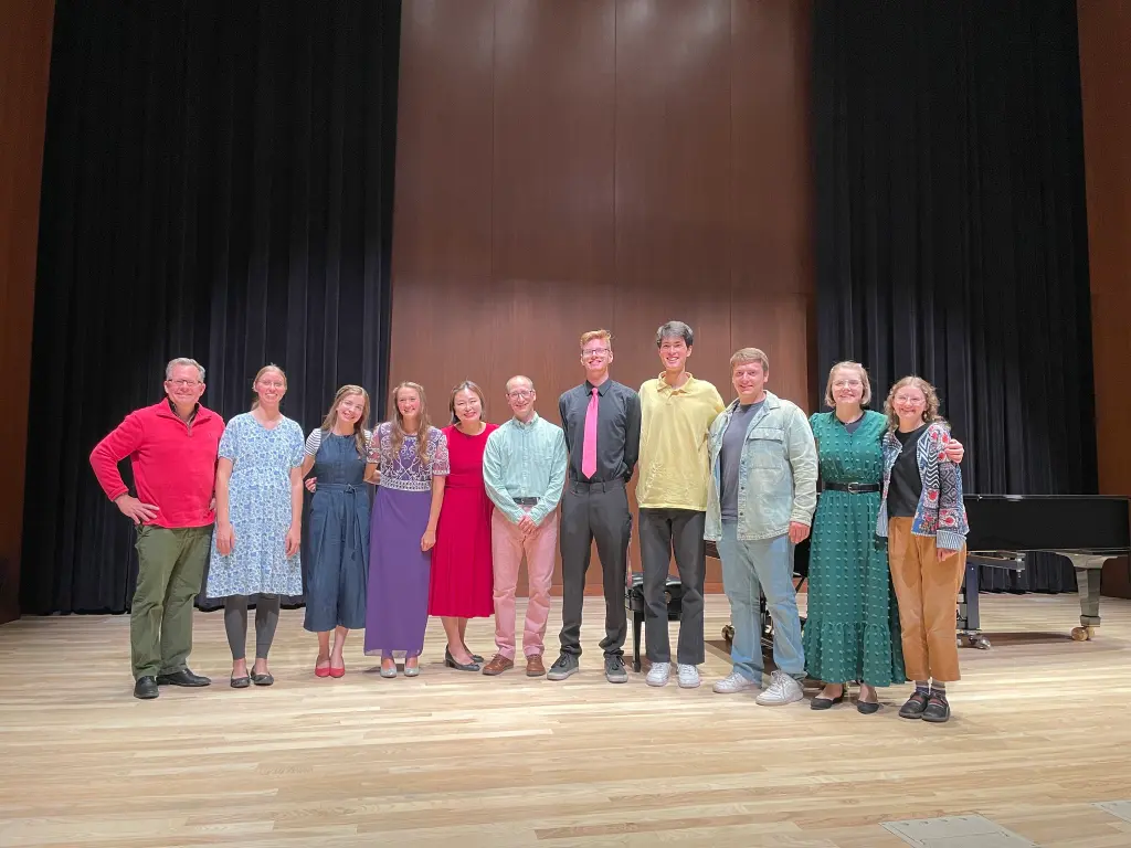 Neil Thornock with the pianists at New Ragtime recital.